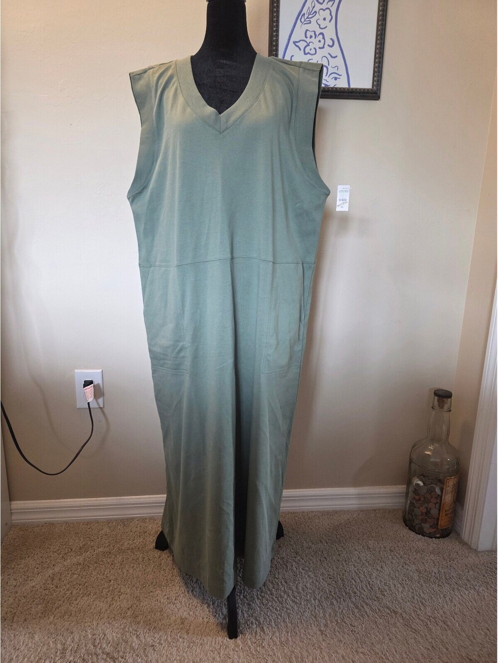 Haven Well Within Women's Sleeveless V-Neck Maxi Dress XL Sage Green